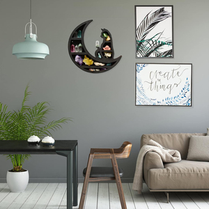 Estante de exhibición de cristal montado en la pared Gato en la Luna Estante de madera de cristal Estante De Luna flotante de madera - Product Image 4