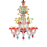 Lustre en verre soufflé à la main en forme de fleur multicolore pour la décoration de la salle à manger de la villa