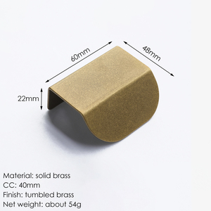 BECORA pegangan tarik tepi jari kuningan padat untuk lemari dapur lemari kamar tidur pintu-lapisan kuningan desain Modern - Product Image 6