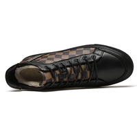 Chaussures de skateboard pour hommes baskets en cuir véritable de vache à rayures plates à lacets rétro respirant épaissi polaire coton rembourré