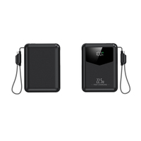 Chargeur portable RK321 10000mAh 22.5W avec câbles Type-C et L intégrés, 20000mAh disponible, Power Bank LED avec logo personnalisé OEM