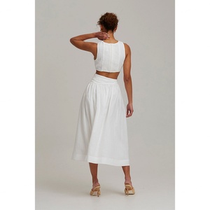 Vestido Largo sin Mangas con Cintura Cruzada Estilo Francés, Nuevo Diseño, Venta al Por Mayor - Product Image 5