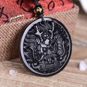Fortunato Amuleto Del Pendente Della Collana Donna Uomo Coraggioso Gioielli Intagliato A Mano cinese lungo con il cristallo <span class=keywords><strong>Ciondolo</strong></span> di Ossidiana & n - Product Image 4