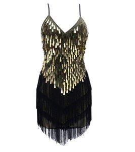 Robe de danse latine brillante avec bretelles et franges, tenue de salle de bal, jazz, rumba, samba, costume de danse de scène pour femmes - Product Image 1