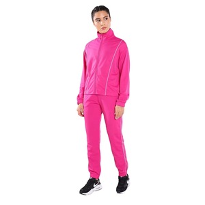 Women's <b>Pink</b> Full Zip <b>Tracksuit</b> Set Knitted Polyester Sporty Casual Two Piece Solid Color All Seasons Wear - Product Image 3