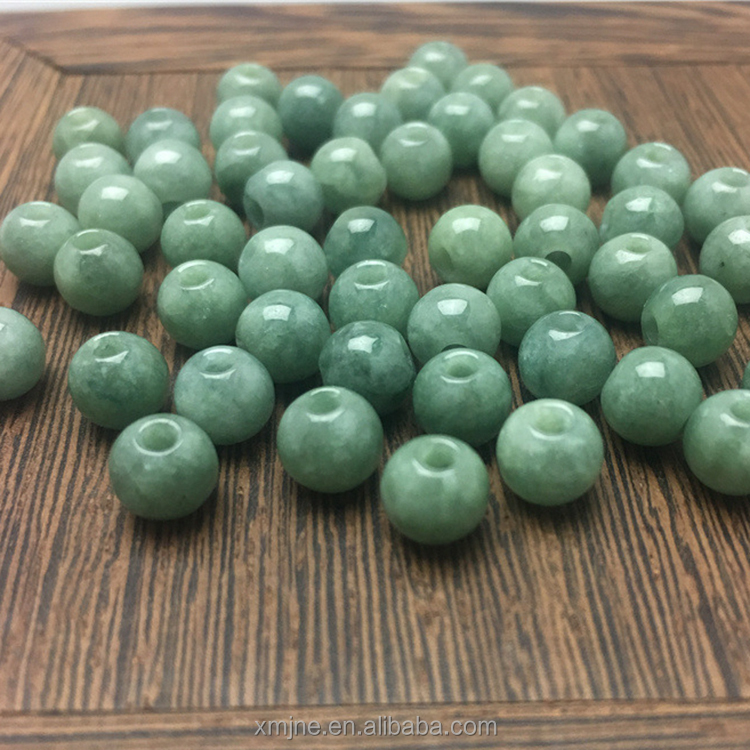 Круглый бусина из Мьянмы Jadeite класса A с большим отверстием, нефритовые бусины оптом, бусина-ведро, ледяные семена, нефритовые аксессуары, Diy браслет, оптовая продажа