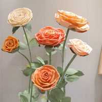 Lot de roses géantes en papier crépon jaune faites à la main pour vitrine, mariage, Noël, Pâques, fête, présentation florale en magasin