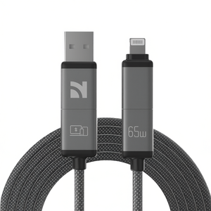 สายเคเบิลอะลูมิเนียมถัก NCC 4-in-1 65W 1.2M XC-0303 USB A + USB-C + สำหรับ Light-NING ชาร์จเร็วสีดำ" - Product Image 2