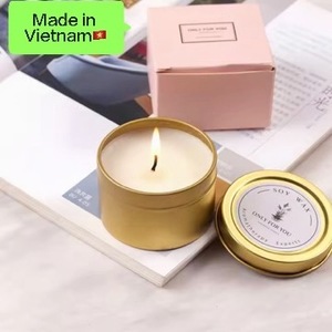 Vente en gros personnalisé 100% naturel cire de soja arôme parfumé étain bougie coton mèche pour Diwali Thanksgiving Pâques Ramadan palme/paraffine - Product Image 1