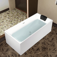 Baignoire de massage rectangulaire autoportante en acrylique blanc écologique moderne, portable, avec drain, capacité 2 personnes, pour usage hôtelier