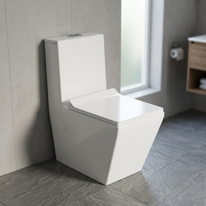 WC monobloc moderne en céramique avec chasse double UF, abattant blanc, pour salle de bain, sanitaires - Product Image 3