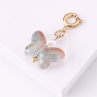Gradient Color Butterfly Glass Pearl Beads Charms avec fermoirs à ressort pour la fabrication de bijoux DIY Custom Butterfly Charms Accessories