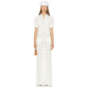 Conjunto de Cárdigan Largo de Punto Calado para Mujer, Verano |   Ropa de estar y de exterior transpirable de secado rápido ODM para salidas informales en casa - Product Image 1