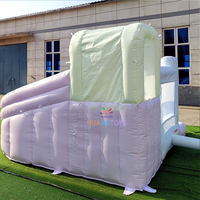 Castillo Inflable Combinado Pastel Bounce con Tobogán, Piscina de Pelotas, Casa de Brinco Inflable, Trampolín de PVC, Certificado CE, Garantía de 3 Años, Máximo