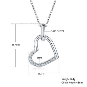 Xuanxin Pendentif en forme de coeur S925 Argent Moissanite Diamant D Grade 0.1CT - Product Image 1