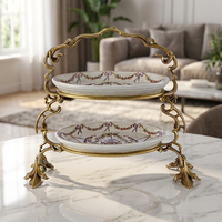 Plateau à fruits en cuivre de style classique avec décoration en porcelaine, écologique, pour salon, bol à bonbons en céramique, accessoires en laiton