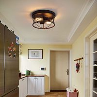 Plafonnier LED rustique vintage en fer forgé, style cage, luminaire mural pour entrée, lampe en fer forgé, luminaire suspendu rustique