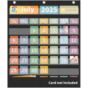 Calendario con 48 bolsillos, tela no tejida duradera, gestión del tiempo, regreso a la escuela, diseño minimalista rectangular, horizontal - Product Image 2