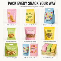 Vente chaude conception personnalisée gratuite fournir un usage commercial fruits secs amandes graines de citrouille Snack sacs d'emballage alimentaire