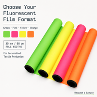 Film DTF Fluorescent pour Impression Textile Vive – Matériau de Transfert à Froid avec Options de Couleurs Rose, Jaune, Orange, Vert