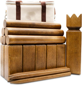 Jeu de Kubb en bois de caoutchouc durable avec sac de transport en toile, jeu de lancer de pelote de jardin pour la famille, adultes et enfants - Product Image 1