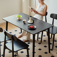 Table à manger en bois massif nordique pour la maison, petit appartement, table rectangulaire, bureau de réception noir, vente en gros du fabricant