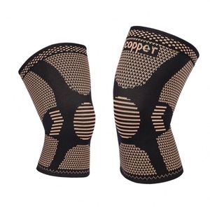 Nouvelles genouillères en néoprène élastiques à quatre côtés avec fonction de protection de la paume en silicone enrichi au cuivre, respirantes et idéales pour le fitness et la sécurité. - Product Image 2