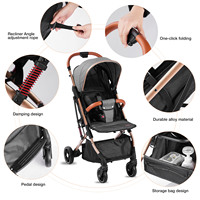 Poussette de bébé pliable et pratique Landau noir Morden design détachable poussette de bébé en plein air