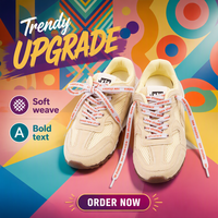 Lacets plats personnalisés pour baskets, logo imprimé sur mesure, lacets de chaussures en polyester 8 mm, cordons athlétiques durables de qualité supérieure