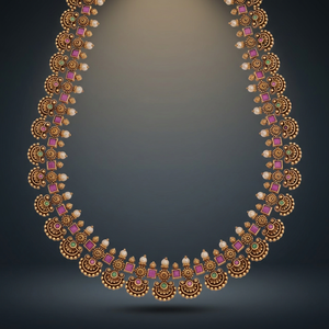 Antique Style Fashion Geometric Beaded Wedding <b>Necklace</b> for Women Zinc Alloy Long 186939 - Product Image 3