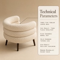 Fauteuil d'appoint texturé crème avec dossier incurvé et capitonnage cannelé, pieds en métal, pour salon, vente en gros, direct usine
