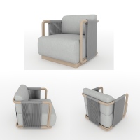 Ensemble de canapés d'extérieur modernes en teck, mobilier de patio avec coussins imperméables pour jardin, villa, hôtel, complexe hôtelier