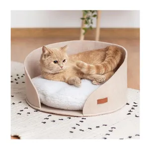 Großhandel Benutzerdefinierte Entfernbare Waschbar Komfortable Fühlte Katze Cave Weiche Hund Bett Für Pet