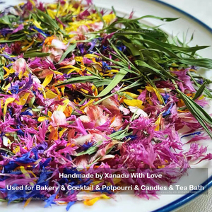 Éclat de vert |   Mélange de fleurs artificielles 12 couleurs 0,5 kg (Rose, Souci, Pâquerette, Œillet) pour garniture de cocktail, pâtisserie, bougies et mélange personnalisé - Product Image 5