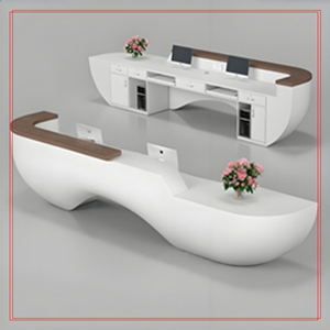 Source Factory Elegant Curved Fiberglass Reception Desk Luxury Front Desk for Salon Club Lobby - Product Image 1