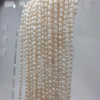 Perles d'eau douce naturelles blanches 4-5mm, perles en forme de riz, brins de perles, colliers semi-finis, bracelets, vente en gros