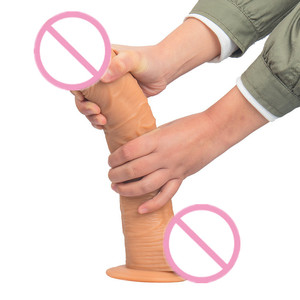 12 Zoll Fleisch Schwarz Braun Farbe Realistischer <span class=keywords><strong>Dildo</strong></span> Sexspielzeug Penis für Frauen - Product Image 5