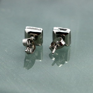 yunnique Stainless Steel <b>Small</b> Square <b>Stud</b> <b>Earrings</b> Star Pattern Retro Korean Style Fashion Jewelry - Product Image 2