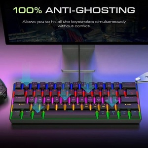 <span class=keywords><strong>Souris</strong></span> et <span class=keywords><strong>clavier</strong></span> optiques filaires et sans fil à rétroéclairage RVB compact à 61 touches USB-C pour consoles de jeu <span class=keywords><strong>PS4</strong></span> PS5 - Product Image 2