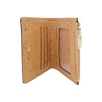 Dompet Kulit Kork Ramah Lingkungan dengan Zipper Kompakt Pendek untuk Kartu Uang Tunai Unisex Grosir Kustom