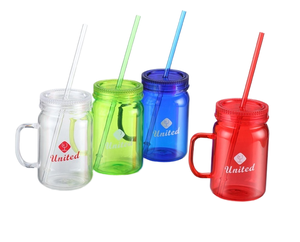 Bpa Miễn Phí 16Oz Tay Thổi Hiện Đại Xi Lanh <span class=keywords><strong>Mason</strong></span> Lọ Nhựa Thực Phẩm Lưu Trữ Với Xử Lý Và Nắp Cho Nhà Bếp Và Cắm Trại Sử Dụng - Product Image 1