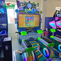 Machine de jeu de course cycliste à monnayeur 3 joueurs avec guidon et néons LED pour centre de divertissement
