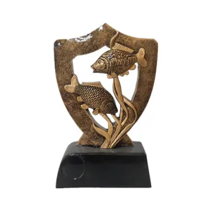 Harsen Schild Vintage Gouden Vis Figuur Standbeeld Custom Cup Vissen Trofee Award