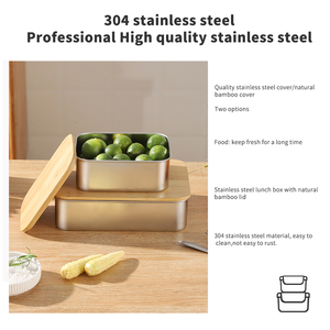 Steel Bento Box Customized Stainless Steel Bento Box Lunch Box With Bamboo Fiber Cover Wholesale