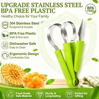 4-in-1 Plastic Fruitballenlepel Set met Roestvrijstalen Lemmetjes, Meloen Snijmes, Handmatig DIY Fruit Salade Schaal Decoratie