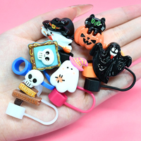 Bouchon de paille en résine pour Halloween Bouchon de paille pour tasse de 40oz Bouchon décoratif anti-poussière 3d 8mM Bouchon de paille pour Halloween