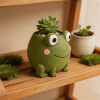 Pot de fleurs en résine personnalisé en forme de grenouille de dessin animé mignon, micro-paysage pour balcon et jardin domestique
