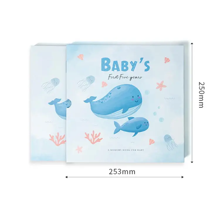 Livre de souvenirs pour bébé neutre pour les 5 premières années de grossesse Album photo avec boîte cadeau pour baby shower