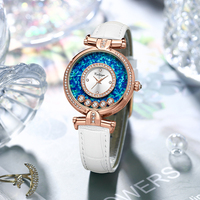 Montre élégante pour femme Kalunya, cadran 36 mm, mouvement à quartz, boîtier en alliage, bracelet en cuir, fermoir à boucle, étanche 3 ATM