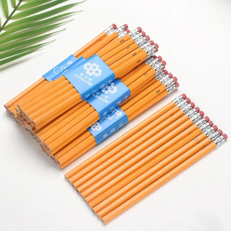 Wholesale School Stationery Supply Standard Pencils HB Wooden Pencil with Custom Logo Printed for Children